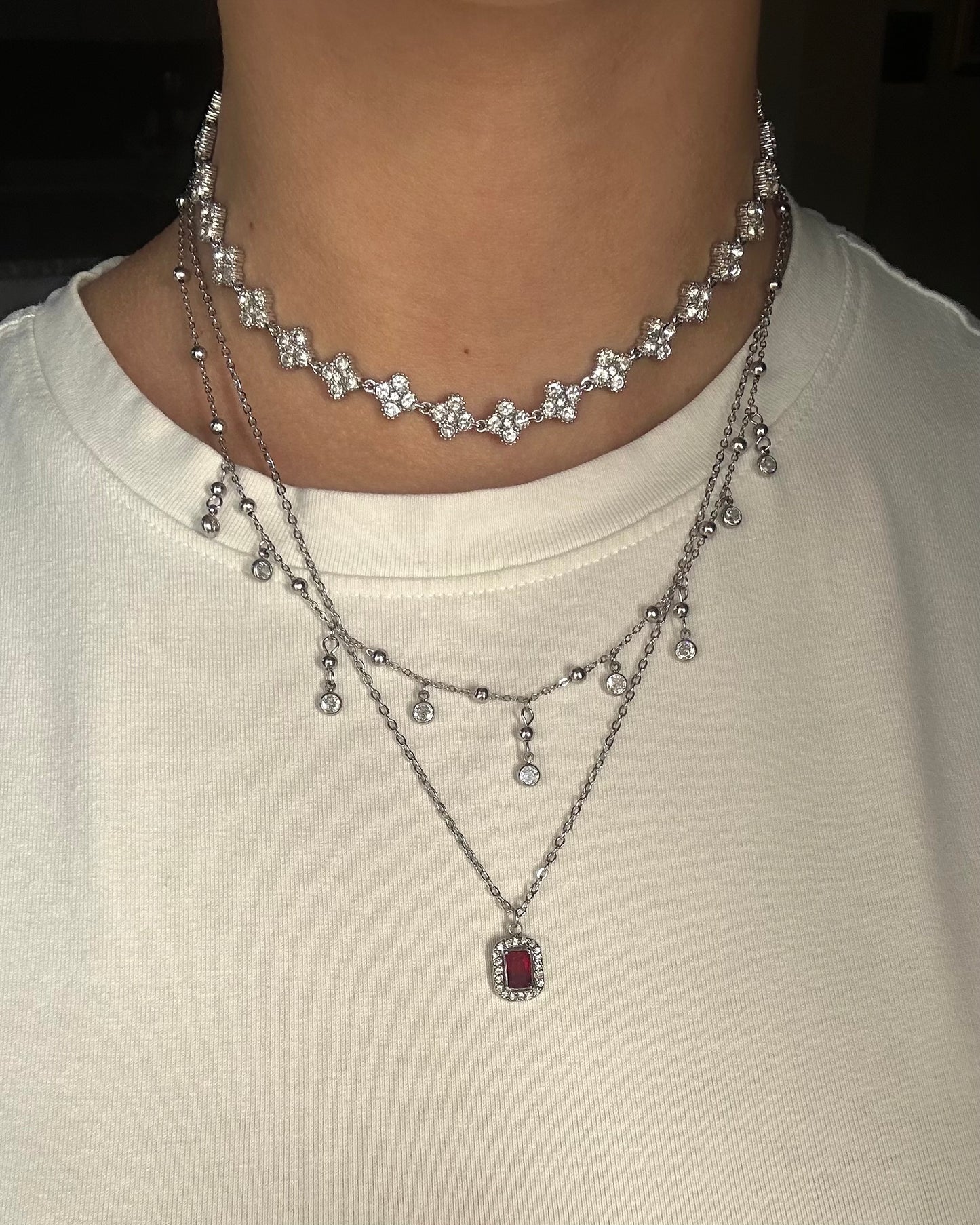 Collana Rubino Argento