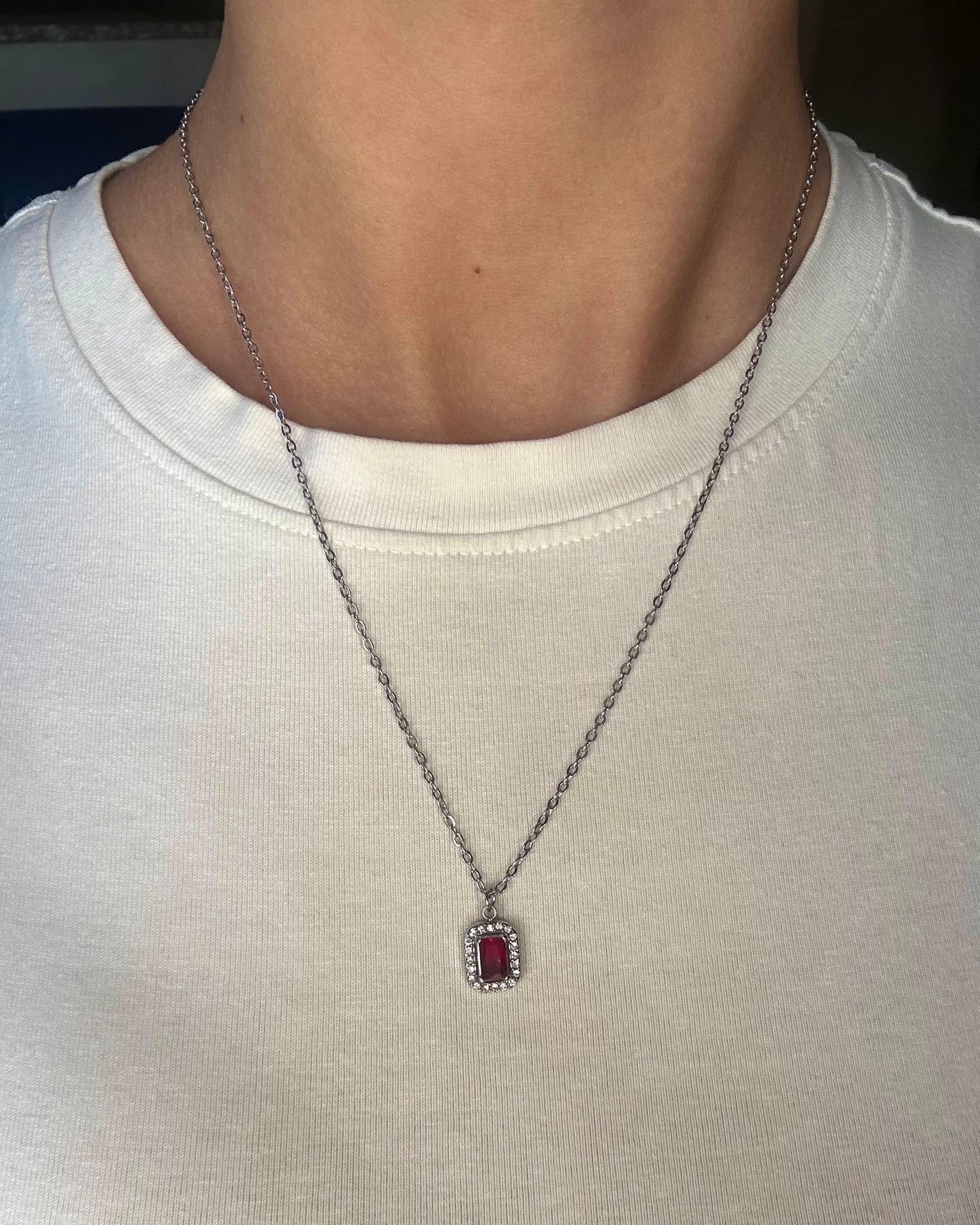 Collana Rubino Argento